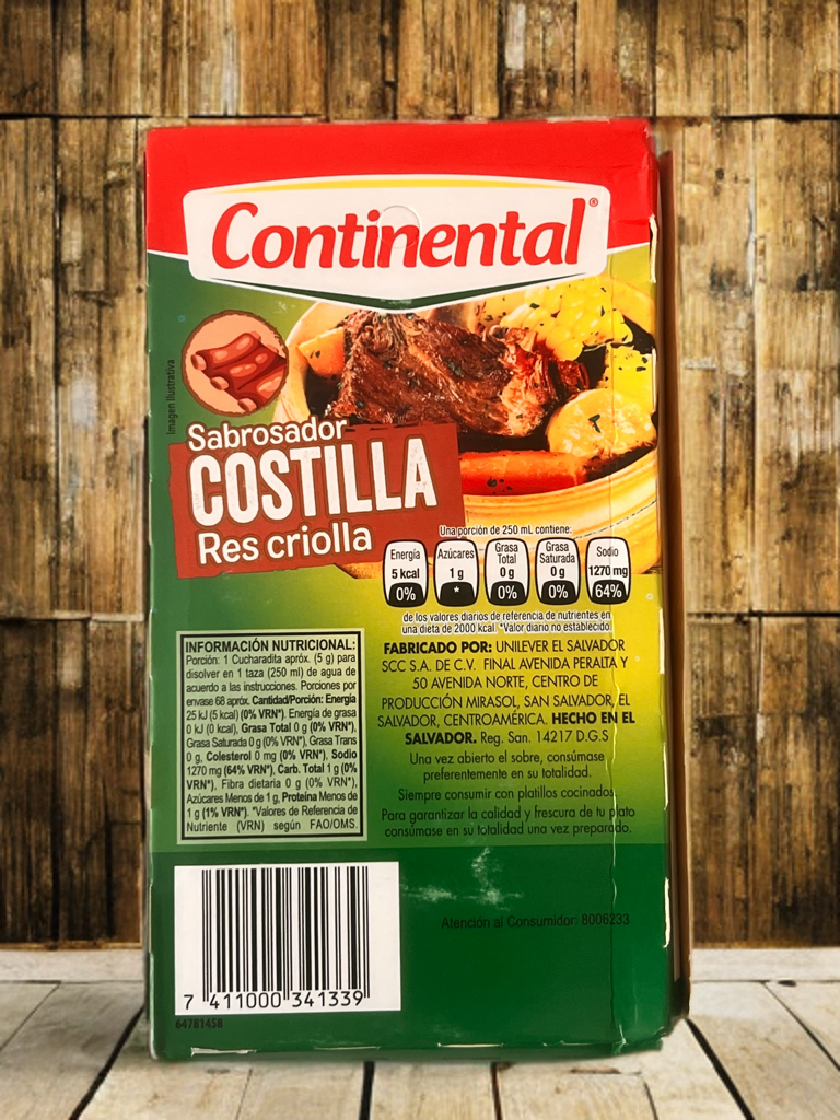 Consomé continental costilla de Res 36 sobres